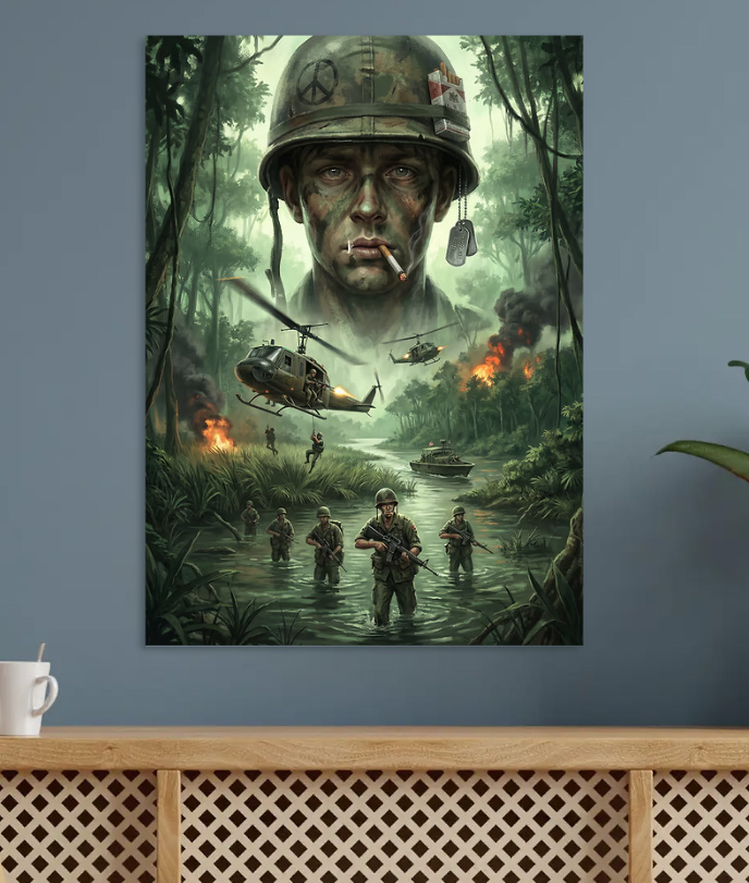 Vietnam war scene — military home decor metal wall art poster